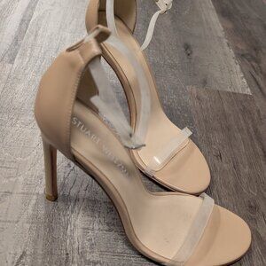 Stuart Weitzman nude clear strap sandals size 37
